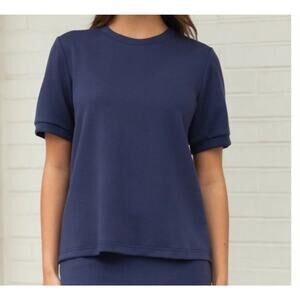P. Cill The LUCY Short Sleeve Top, Navy Blue, Medium, NWT, Butter Modal